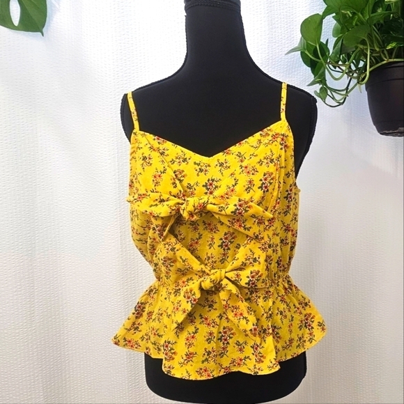 E&M Tops - E&M Floral Yellow Spaghetti Strap Top